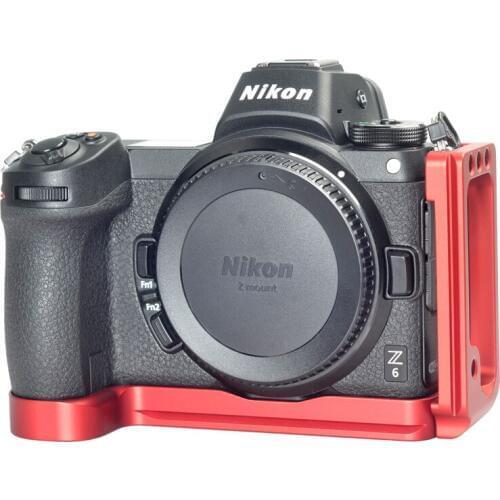L-Shaped Vertical Metal Camera Quick Release Plate L-Bracket & Hand Grip for Nikon Z6/Z7 Red/Black