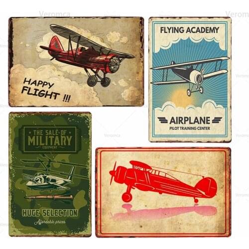 Classic Airplane Fighter Metal Tin Signs Poster Plaque Aircraft Retro Wall Decor Painting for Flying Club Pub Man Cave Room