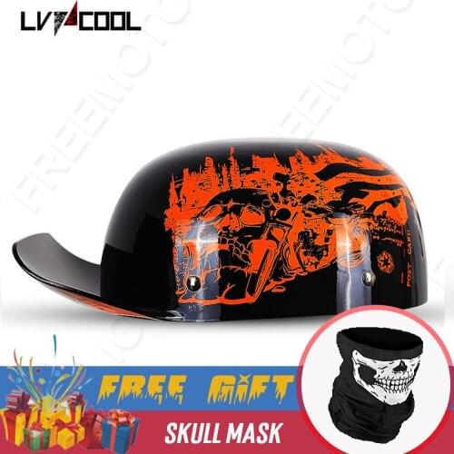 Unisex Retro half Motorcycle Helmets Matte Black German Half Face Helmet Chopper Cruiser Biker M/L/XL casque moto