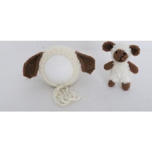 Soft Sheep Hat and Toy Set For Photography Props Baby Shower Gift Photo Props Infant Sheep Bonnet Toy
