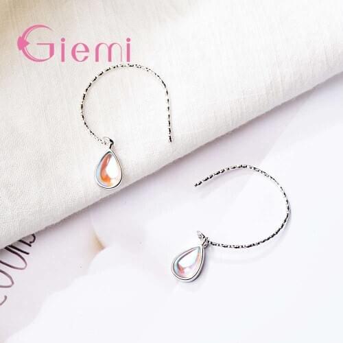Real 925 Sterling Silver Concise Shiny Waterdrop Austrian Cubic Zirconia Earring Dangle For Women Best Jewelry Wholesale