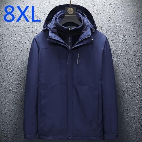 New Arrival Keep Warm Detachable Liner Fashion Suepr Large Winter Men Casual Thick Loose Plus Size L-3XL 4XL 5XL 6XL 7XL 8XL