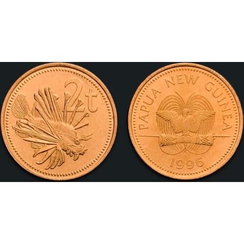 Papua New Guinea 2 Toy Genuine Original Coins 100% Real Issuing Collection Coins Unc 1996