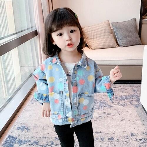 Coat For Girl Dot Girl Denim Coats Kids Spring Autumn Kids Jacket Casual Style Kids Clothes
