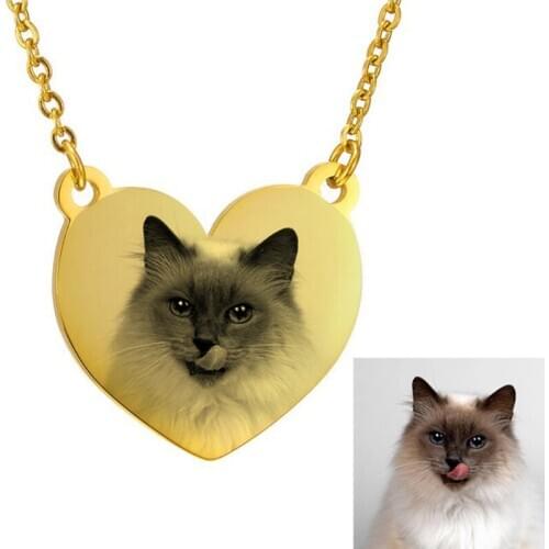 Personalized Engraved Photo Name Custom Necklaces Stainless Steel Heart Shaped Pendant Necklaces Women Men Birthday Gift