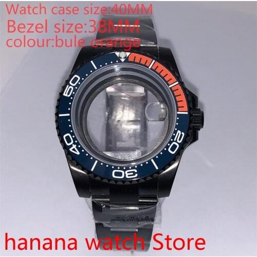 Suitable for NH35 36 Mingzhu2813 Miyata self-winding 40mm transparent black box series, with rotating ceramic blue orange bezel