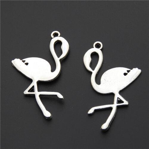 10pcs Silver Color Animal Flamingo Charms Alloy Bird Pendant For Bracelet Earring Making DIY Jewelry Accessories A672