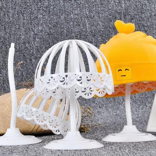 White Plastic Hat Caps Storage Holder Racks Helmet Display Stand Wigs Organizer Shelf for Baby Shop (40cm Perimeter)