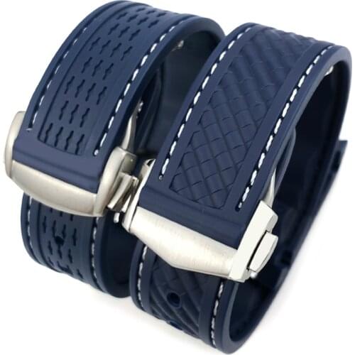 High Quality Silicone Rubber Watch Band For Omega Seamaster AQUA TERRA 150M, Soft Fluorous Curved End Rubber Watch Strap 20mm