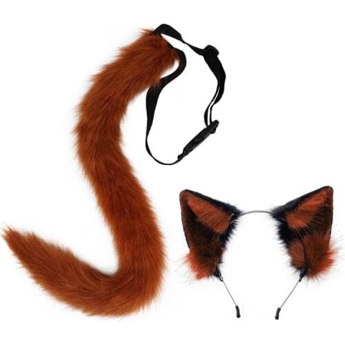 Handmade Plush Cat Ears Hairband for Girls Women Party Cat Tail Cosplay Props