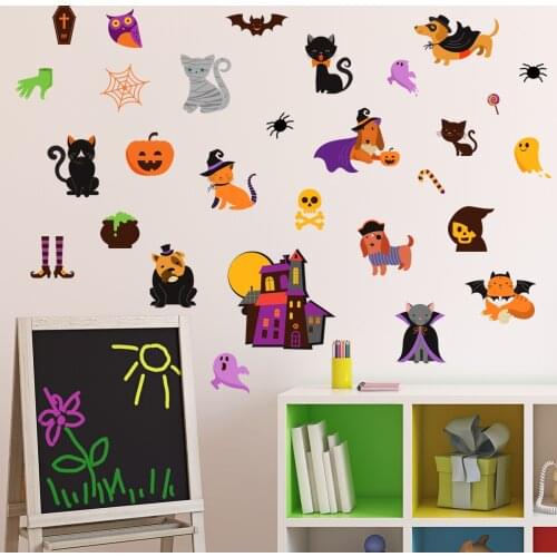 Self Adhesive Wall Sticker With Cartoon Animal Decoration For Halloween Creative Wallpaper For Childrens Bedroom