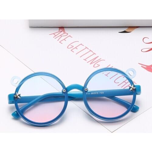 Children Frameless Round Cat Ear Sunglasses Fashion Brand Design Gradient Kid Sun Glasses Boy Girl Unisex Vintage Cute Goggle