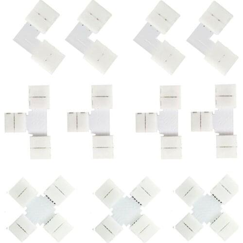 Solderless Accessories Corner Connector T/L/X-Shaped 2/3/4/5Pin10mm Wide For WS2812 3528 5050 RGB RGBW Luces LED Strip