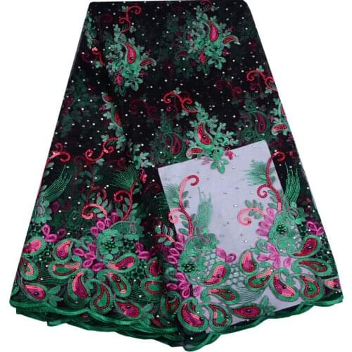 High Quality African Lace Fabrics French Net Embroidery Sequins Tulle Lace Fabric For Nigerian Party Dress Lace Fabric 986
