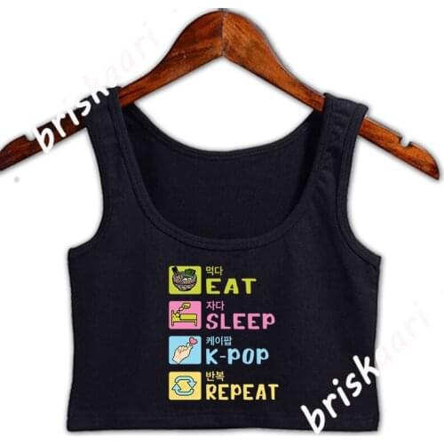 Kpop Loverk Pop Girlk Pop And Ramen Crop Top Women Cute Summer Print Crop Top Women Novelty O Neck Natural Casual Vest