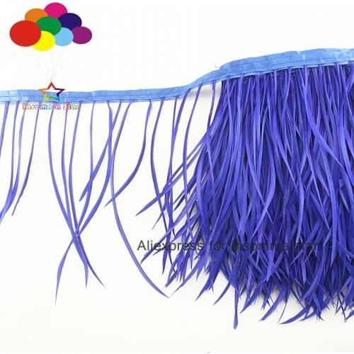 1/5/10 meter Top Quality 15-20 cm Dyed Royal blue Stripped Goose Boits Feather Trimming Angel Wings for Carnival Skirt