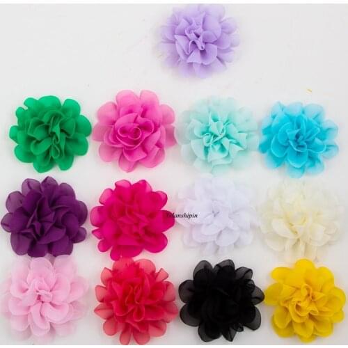 10pcs/lot 10cm 14 Colors Hair Clip Fluffy Chiffon Flowers For Kids Girls Hair Accessories Artificial Fabric Flowers For Headband
