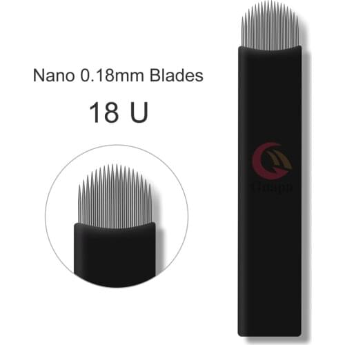 100pcs Black Microblading Needles 0.18mm U Shape 18 pins Blades Tattoo Needles For Permanent Microblading Embroidery Pen