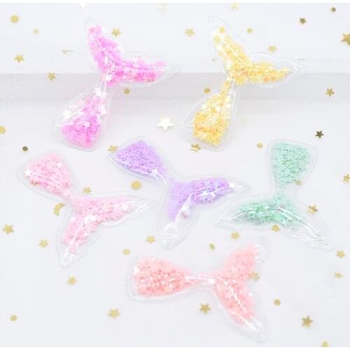 12Pcs 55*50mm Filling Sequins Appliques Mermaid Tail Patches for DIY Crafts Shake Decor Headwear Hair Clips Bow Accessories H23