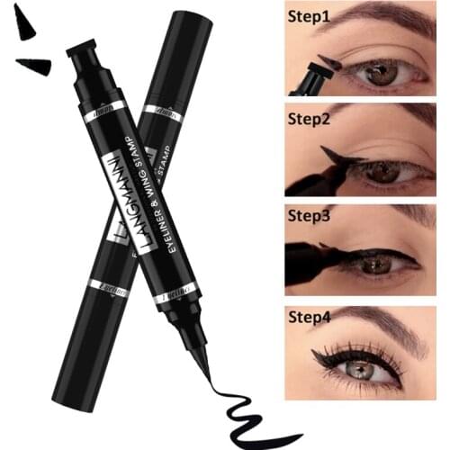 2 In1 Eyeliner Stamp Black Double-head Quick Dry Liquid Eyeliner Style Waterproof Lasting Stamp Seal Eyeliner Cosmetic TSLM1