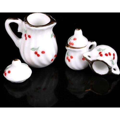 3pcs/lot Cute Dollhouse Miniature Dining Ware Porcelain Tea Set Dish Cup Kitchen Toys Pretend Play Furniture Toys