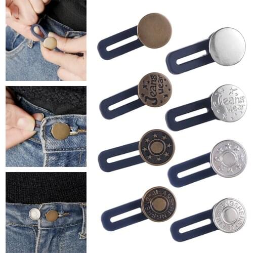 5PCS Adjustable Free Sewing Buttons Metal Jeans Waist Button Disassembly Retractable Extended Pants Waistband Buckles Expander