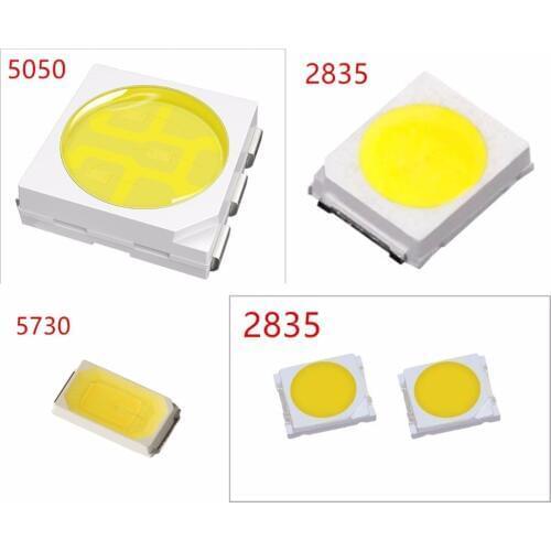 500pcs/lot 0.2W 2835 5050 LED Lamp Bead White/Warm White 0.5W 5730 SMD LED Beads LED Chip DC3.0-3.4V for All Kinds of LED Light
