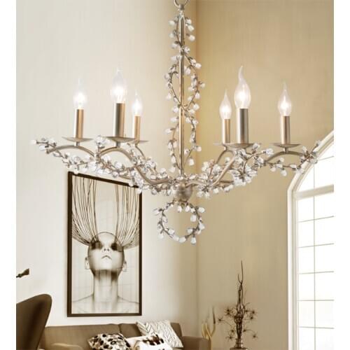 American country chandelier silver bronze old living room bedroom crystal chandelier creative art personality lamps