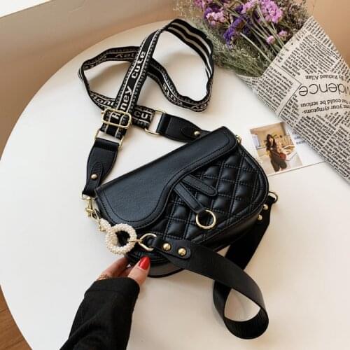 Brand Design Fashion PU Leather Crossbody Bag for Women Trend Simple Wide Shoulder Strap Saddle Bag Female Luxury Shopping Bag
