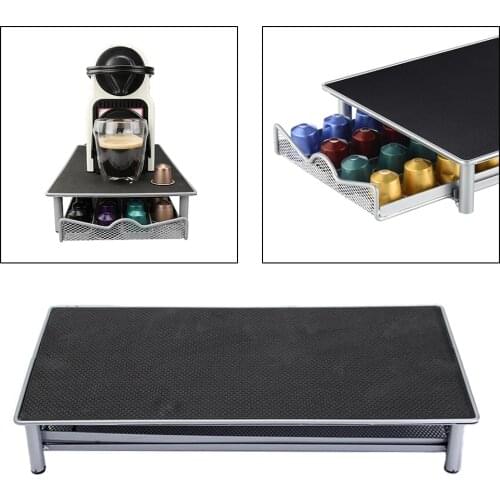 Capsule Holder Coffee Machine Stand Metal Compatible Storage Drawer for 40 Nespreso Capsules Capacity