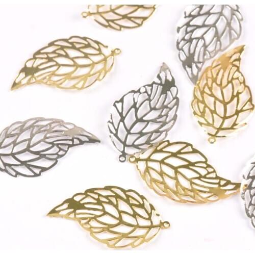 20pcs 41x22mm Gold Silver Leaf Filigree Wraps Flower Connectors For DIY Scrapbook Decor Metal Crafts Supplies Accessories Yk0775