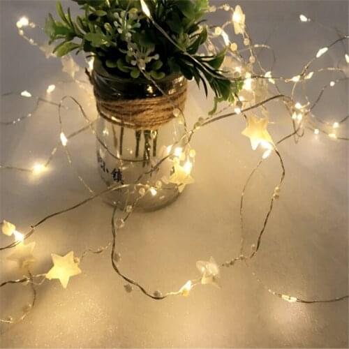 20pcs Fairy star Lights Copper Wire LED String Light Christmas Garland Indoor Bedroom Home Wedding New Year Table Decoration