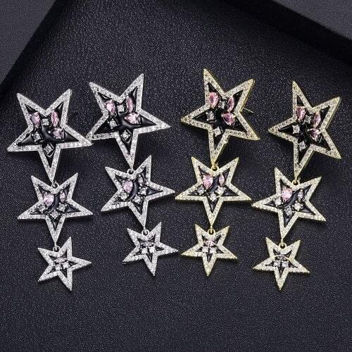 Janekelly new Design Luxury geometric shape AAA Cubic Zircon Drop Earrings For Women Engagement Party Dinner Dress Jewelry