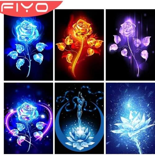 FIYO Diamond Painting Cross Stitch Pattern 5D Diamond Embroidery "Rose flowers" Home Decor DIY diamond Art Luminous Rose
