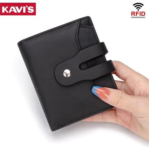KAVIS 2021 Leather Women Wallet Hasp Small and Slim Coin Pocket Purse Women Wallets Cards Holders Luxury Brand Wallets Designer