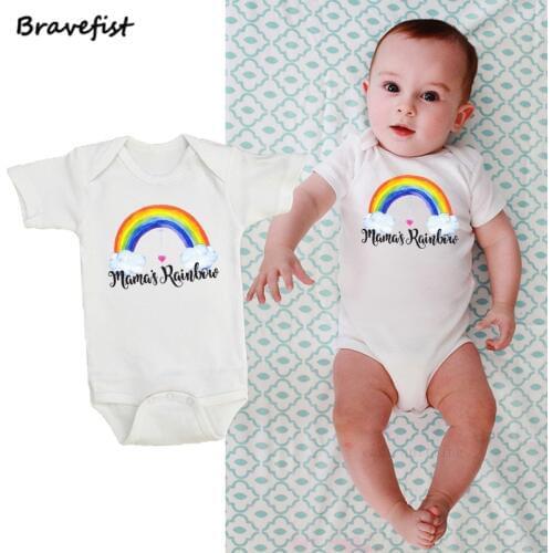 Cotton Short Sleeve Baby Rompers Rainbow Print Newborn Infant Clothing Toddler Boy Girls Jumpsuits Bebes Roupas Kids Outfits