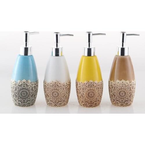 Creative ceramic lotion bottle, soap dispenser, ceramic hand washing bottle, push-type ceramic lotion bottle, bathroom products