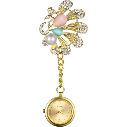 LANCARDO Lovely Cartoon Animal Peacock Woodpecker Nurse Pocket Watch ladies Women Doctor Medical Watches Wholesale