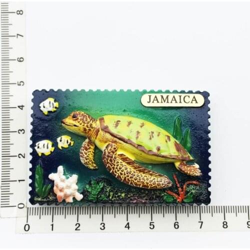 Jamaica Sea Turtl)Fridge Magnet,Creative Travel Commemorate Crafts 3D Ornaments Magnetism Resin Material Refrigerator Stickers