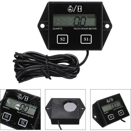 Mayitr 1pc Digital Display Tachometer Engine Tach Hour Meter High Quality Gauge Inductive Displays For 2/4 Stroke Engines