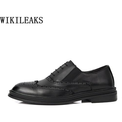 Brogues Men Dress Shoes Leather Black Coiffeur Shoes For Men Classic Shoes Men Oxford Fashion Sapato Masculino Social Mariage