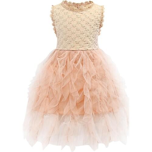 New Sleeveless Childrens Skirt Girls Summer Lace Embroidered Dresses Puffy Dresses for Children