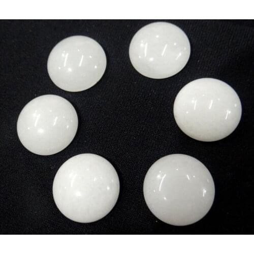 Wholesale 20PCS Natural Stone round 18MM Cabochons No hole milky jades Beads for DIY Jewelry Making Ring Earring Accessories