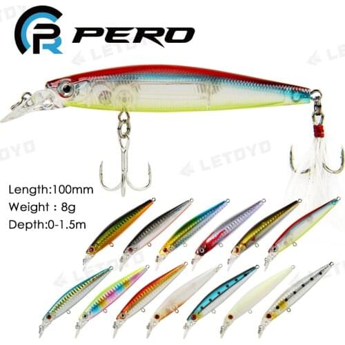 PERO 100mm 8g Minnow Fishing Lures Floating Hard Bait Artificial Top Water Swimbait For Sea Fishing Lure Pike Bass Trout Baits