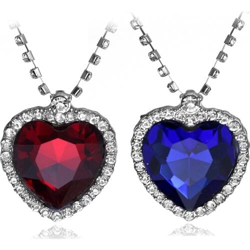 RJ Fashion Film TITANIC Necklace Heart Of the Sea Necklaces With Blue & Red Crystal Chain For Best Gril Women Gift Jewelry