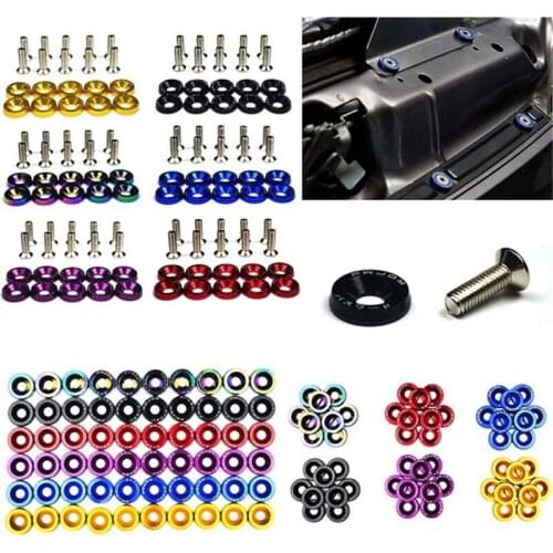 10PCS M6 JDM Car Modified Hex Fasteners Fender Washer Bumper Engine Concave Screws Fender Washer License Plate Bolts Car styling