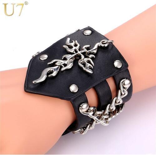 Мужские кожаные браслеты U7 China At AliExpress