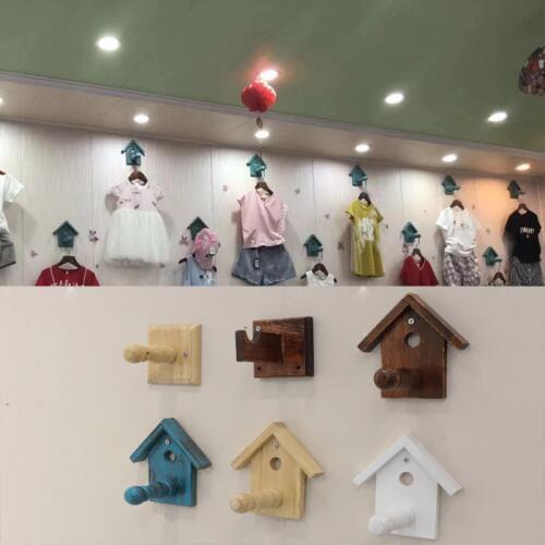 Clothes hats hangers Creative apparel stores display racks with solid wood hooks on the wall to display hanger hooks decoration