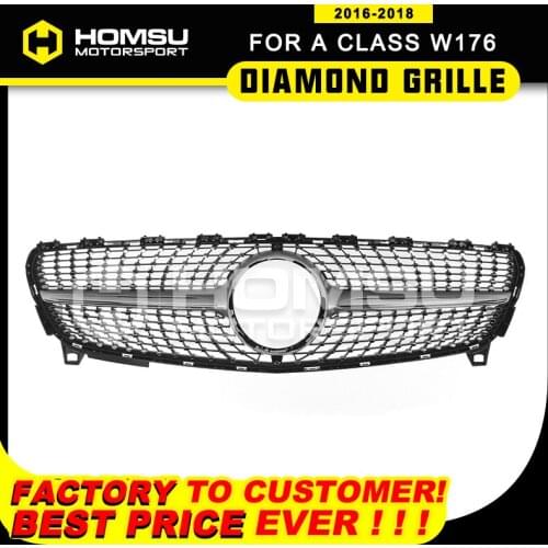 W176 Diamond grille For A Class W176 Front Grill For A160 A180 A200 A260 A45 2016-2018 W176 Grille without emblem grille