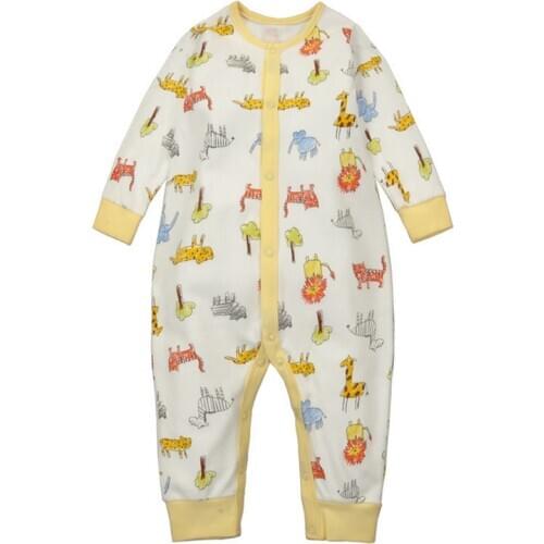 Y362 long-sleeved cotton cardigan foot Romper climbing clothes baby Siamese clothes cute autumn series of hand-painted animals